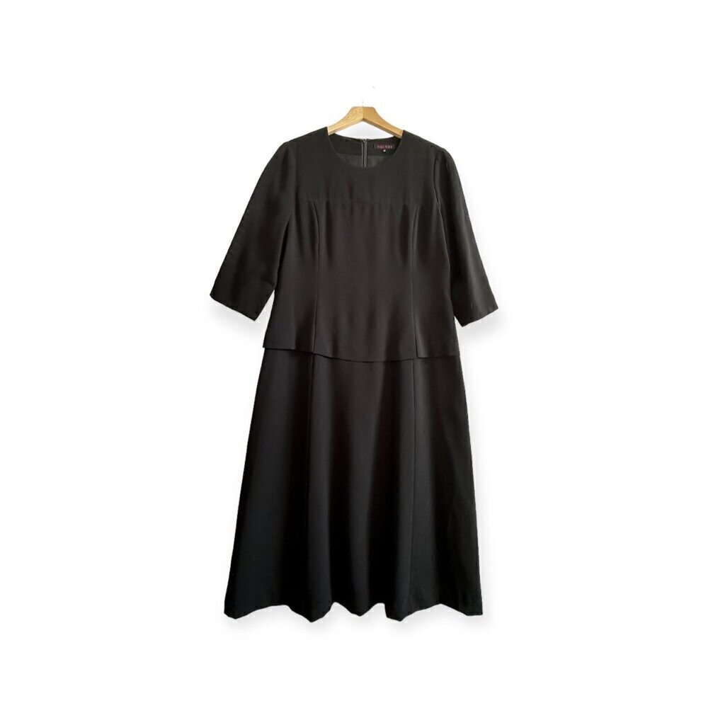 Yuki Torii (Japanese Designer) Black Midi Dress,‎ Size 15 (Japanese)